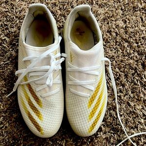 Size 5 1/2- Adidas X Ghosted.1 SG EG8260 White Gold Boys Soccer Cleats used